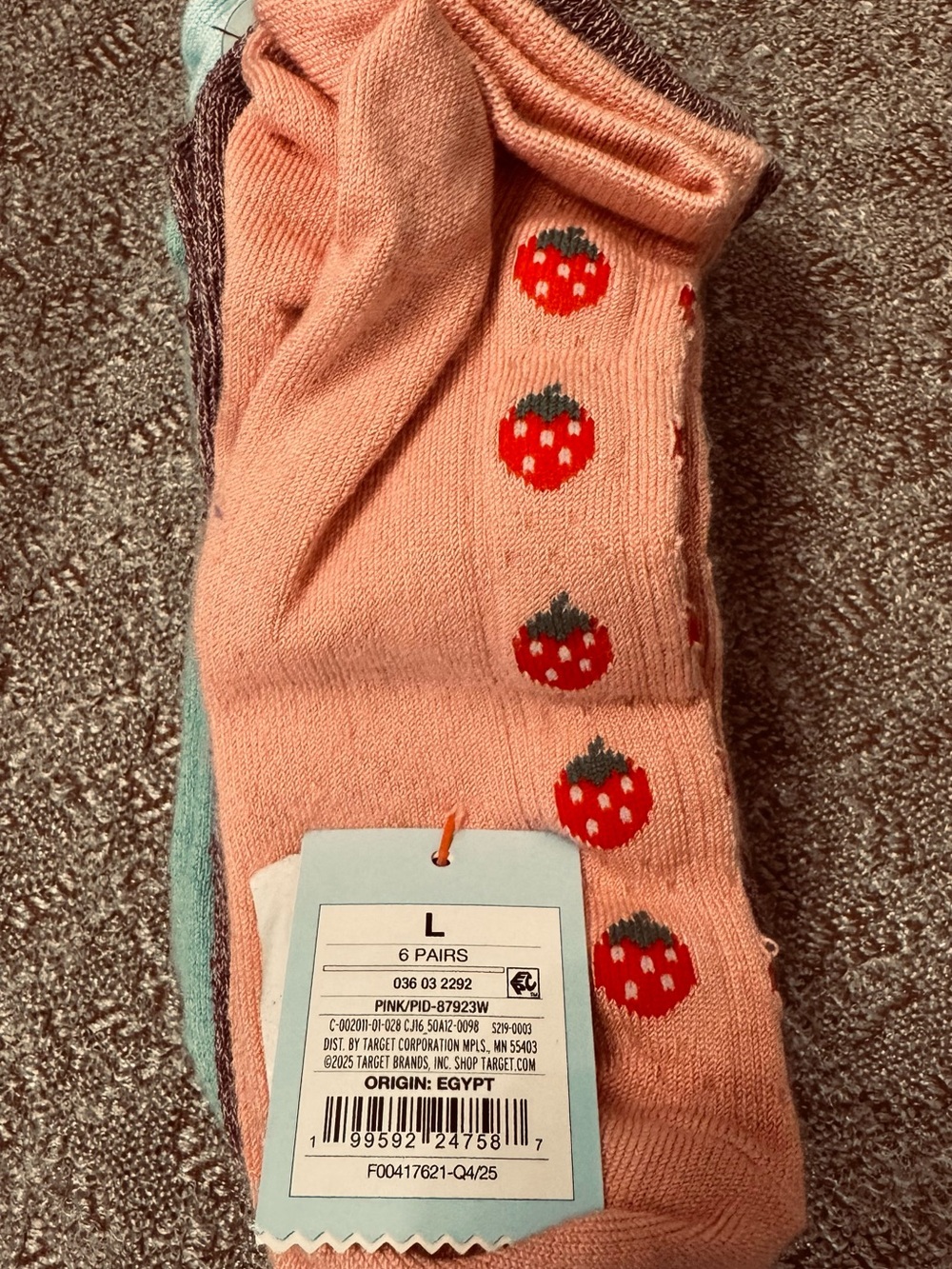 Target Pink woman’s  Socks with Red Strawberry Pattern - 6 Pack